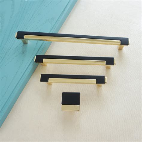 3 78 5 7 55 Black Gold Cabinet Handles Pull Etsy