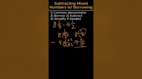 Subtracting Mixed Numbers With Borrowing Shorts Youtube