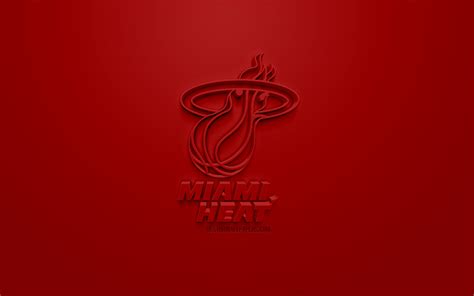 Download Wallpapers Miami Heat Creative 3d Logo Red Background 3d