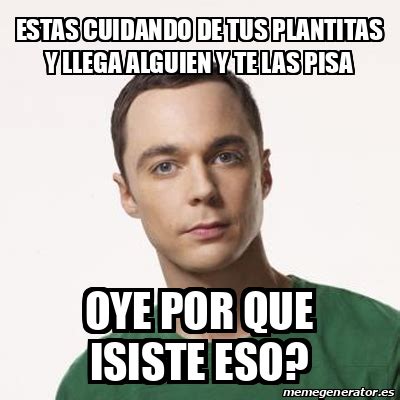 Meme Sheldon Cooper Estas Cuidando De Tus Plantitas Y Llega Alguien Y