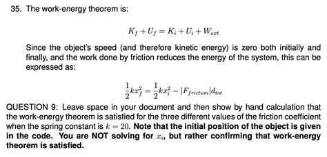 35 The Work Energy Theorem Is Kf Uf Ki Ui Wext Chegg