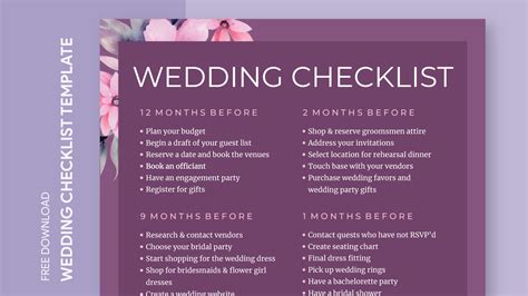 Simple Wedding Checklist Free Google Docs Template - gdoc.io