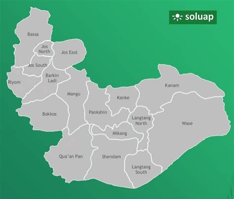 Map of Plateau State showing Local Government Areas - Soluap