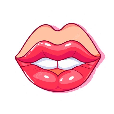 Kissy Lip Clipart Red Lips With On Pink Background Cartoon 42 Off