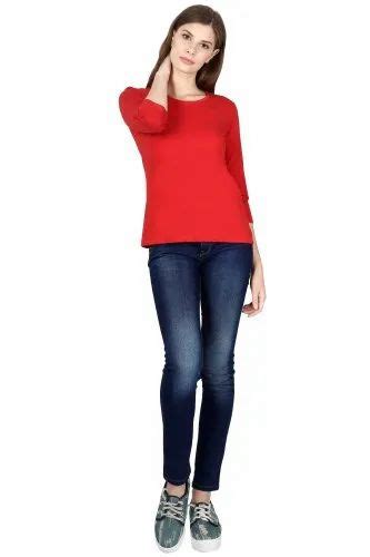 Ladies Red Plain T Shirt Casual Wear Size Medium At Rs 210 Piece In