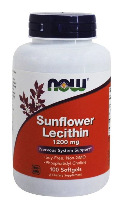 Лецитин подсолнечный Now Sunflower Lecithin 1200 мг капсулы 100 шт купить в интернет