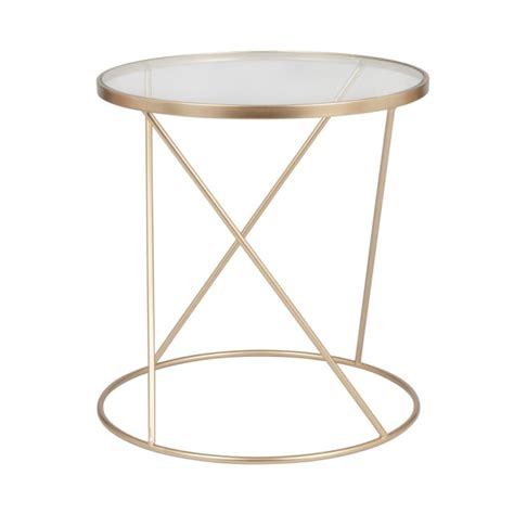 Mesa Auxiliar De Cristal Y Metal Dorado Muang Maisons Du Monde