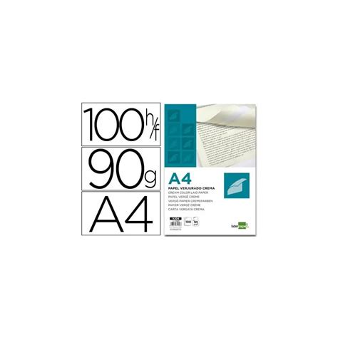 PAPEL VERJURADO LIDERPAPEL A4 90G M2 CREMA PAQUETE DE 100