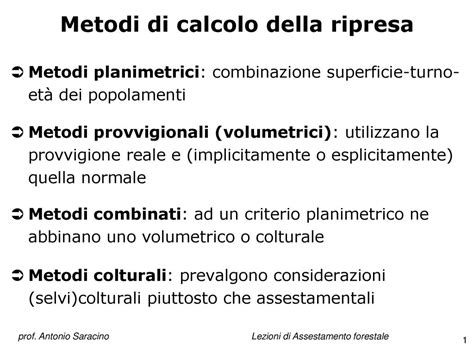 Metodi Di Calcolo Della Ripresa Ppt Scaricare