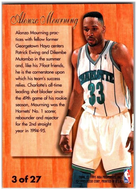 Fleer Alonzo Mourning Flair Hardwood Leader Hof Free