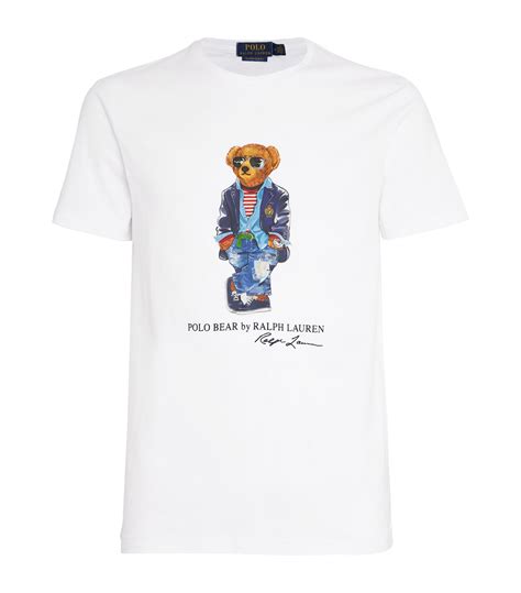 Mens Polo Ralph Lauren White Cotton Regatta Bear T Shirt Harrods Uk