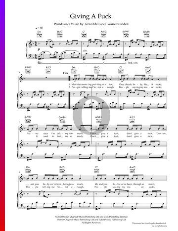 Giving A Fuck Tom Odell Piano Sheet Music OKTAV