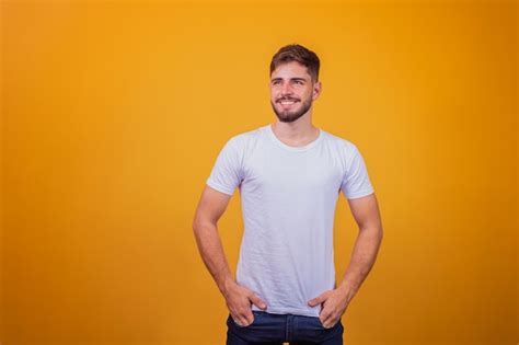 Premium Photo Handsome Boy On Yellow Background