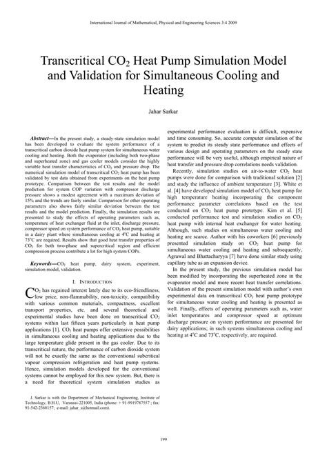 PDF Transcritical CO2 Heat Pump Simulation Model And Validation For