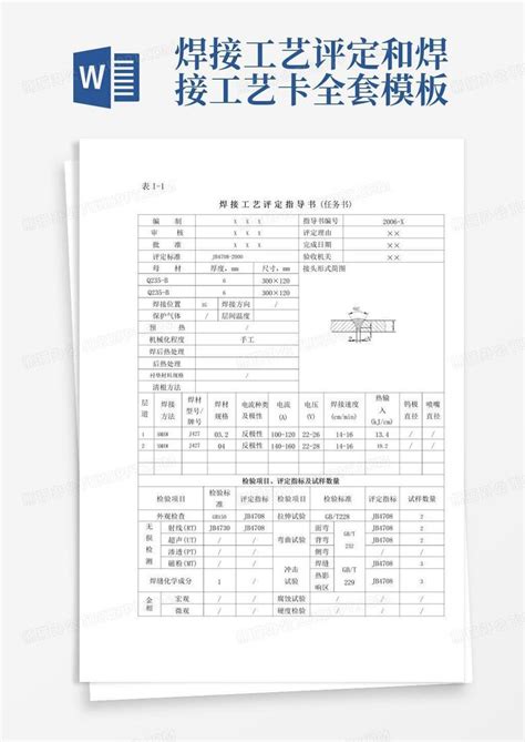 焊接工艺评定和焊接工艺卡全套word模板下载编号qejvywev熊猫办公