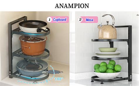 NELLHOMY Pots And Pans Organizer For Cabinet 2 Tier Pot Rack