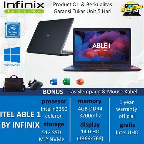 Jual Itel Laptop Able Infinix Celeron N Ram Gb Ssd Win