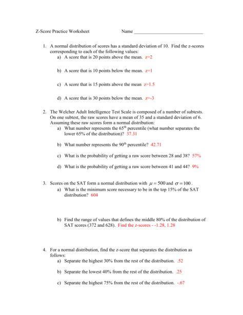 Standard Deviation Practice Worksheet