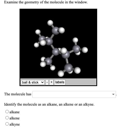 Examine The Geometry Of The Molecule The Window Ball Stick Labels The