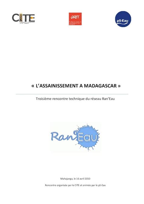 Pdf Lassainissement A Madagascarmaintenance De La Ville D