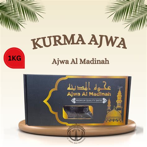 Jual KURMA AJWA MADINAH 1KG KEMASAN BOX KURMA NABI CEMILAN SEHAT