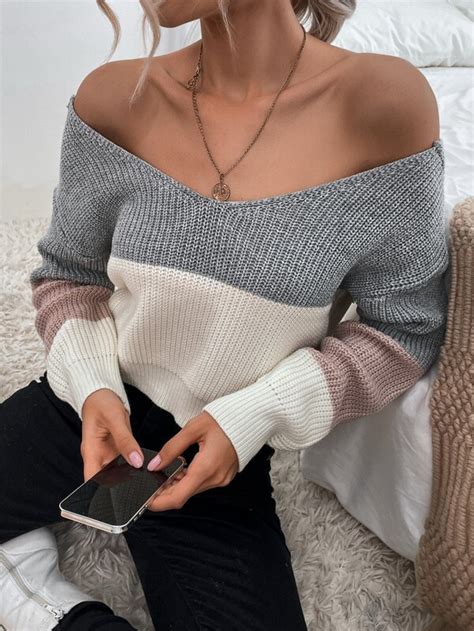 Shein Essnce Off Shoulder Ribbed Knit Twist Sweater Shein Usa