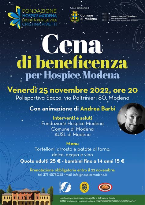 Cena Di Beneficenza Per Hospice Modena Hospice Modena