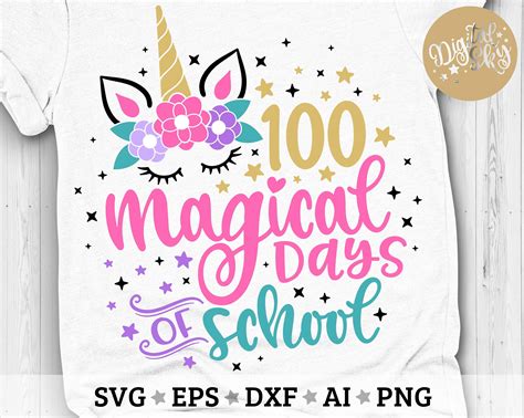 100 Magical Days Of School Svg Unicorn School Cut File 100 Etsy