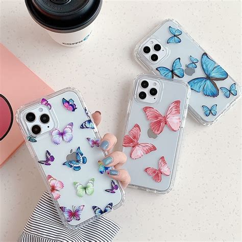 Funda 360 Transparent Mariposa Flores Uso Rudo IPhone Mica Mercado