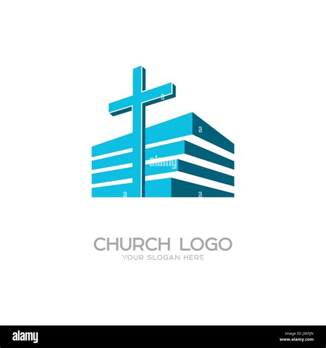 Church Logo Christian Symbols Cross Of The Lord And Savior Jesus Christ The Building Of The