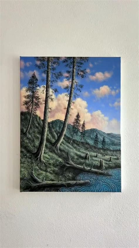 Pine Trees Acrylic Painting | Landscape Artwork | Canvas painting ...