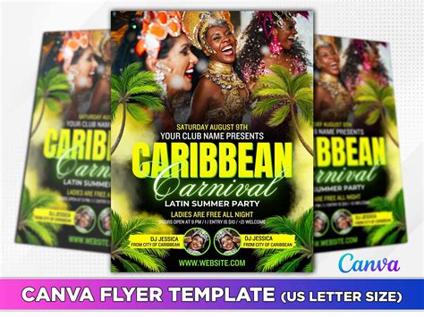 Caribbean Carnival Flyer Canva Template Etsy