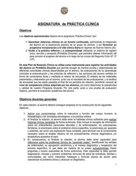 ASIGNATURA de PRÁCTICA CLÍNICA