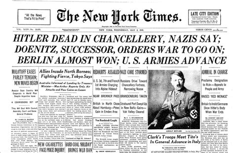 Heres What The New York Times Looked Like On May 2 1945 Business