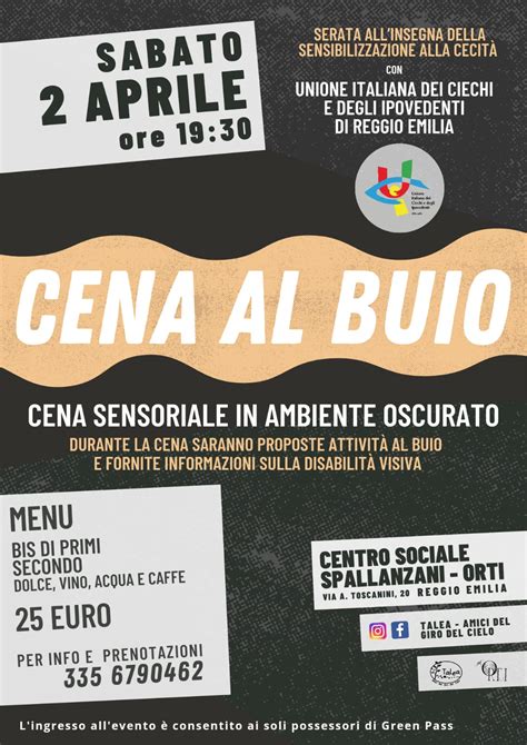 Cena Sensoriale Al Buio Agli Orti Spallanzani CSV Emilia Sede Di