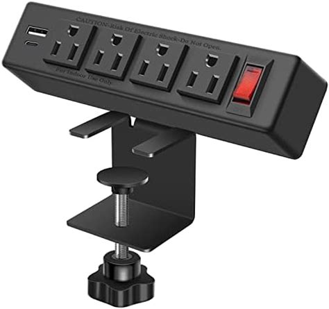 Desktop Clamp Power Strip With USB C Surge Protector Power Charging