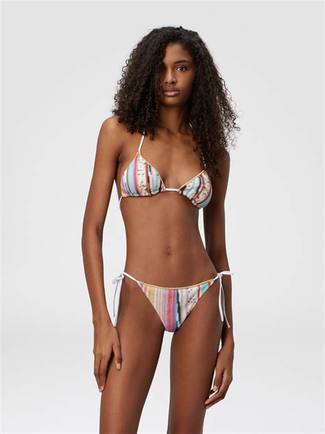 Lamé slub viscose triangle bikini Multicoloured Missoni