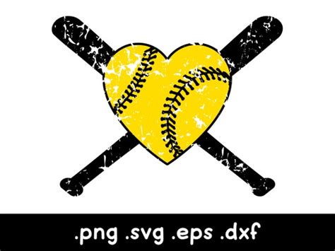 Softball Heart Svg Softball Clipart Love Softball Svg Etsy