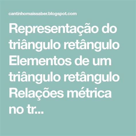 Representa O Do Tri Ngulo Ret Ngulo Elementos De Um Tri Ngulo