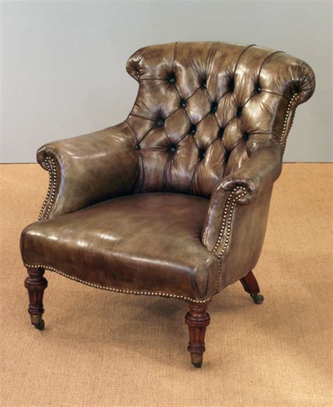 Antique Leather Armchair Victorian Armchair Victorian Button Back