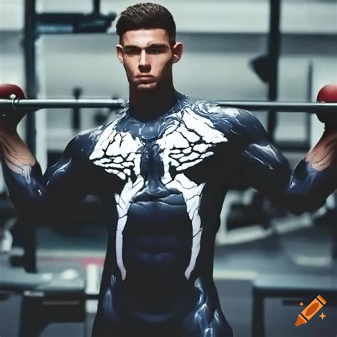 Man Wearing A Venom Suit In The Gym On Craiyon