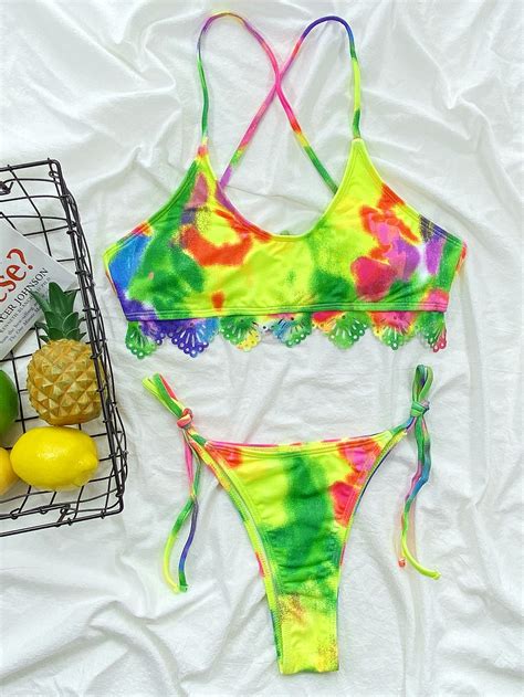 Bkn Set Bikini Basic Loang V Ng Xanh Qu N L T Khe Bikini More