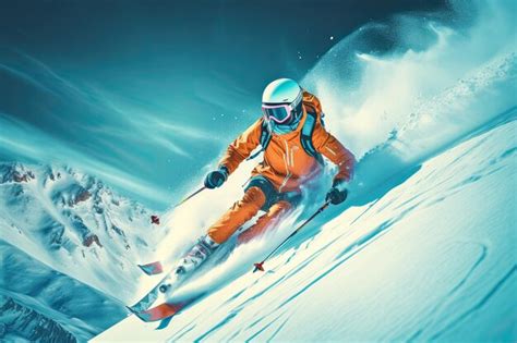 Premium Photo A Man Skiing Down A Snow Covered Mountain In Winters