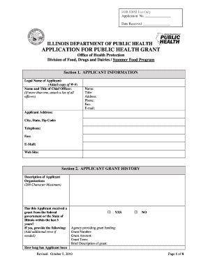 Fillable Online Idph State Il Grant Application Illinois Department