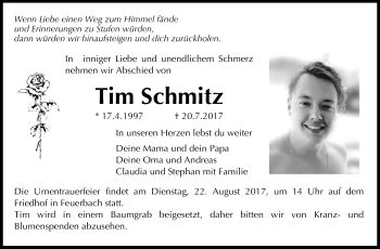 Traueranzeigen Von Tim Schmitz Stuttgart Gedenkt De