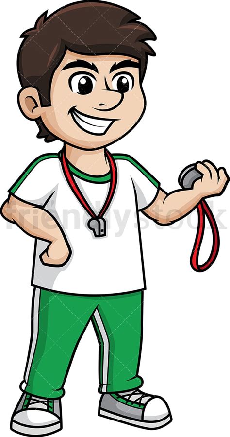 Male Gym Teacher Cartoon Clipart Vector FriendlyStock