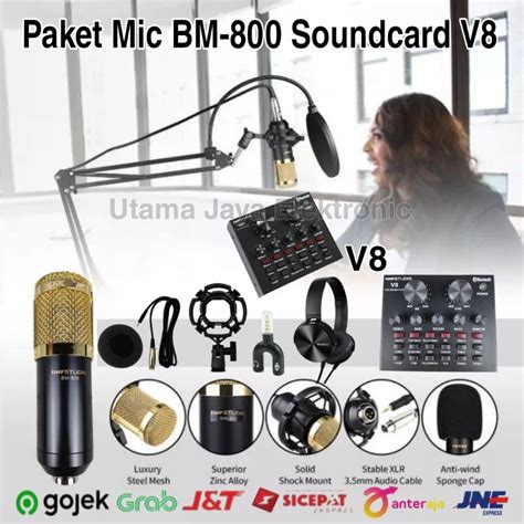 Jual Paket Komplit Microphone BM800 Soundcard V8 Stand Arm NB35 Pop