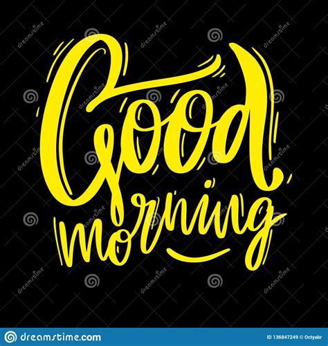 Good Morning Hand Drawn Vector Lettering And Sun Isolated On Black