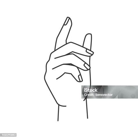 Abstract Hand Gesture Non Verbal Communication Line Art Icon Isolated