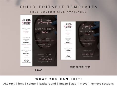 Pmu Microblading Brows Flyer Promo Design Templates Editable Etsy